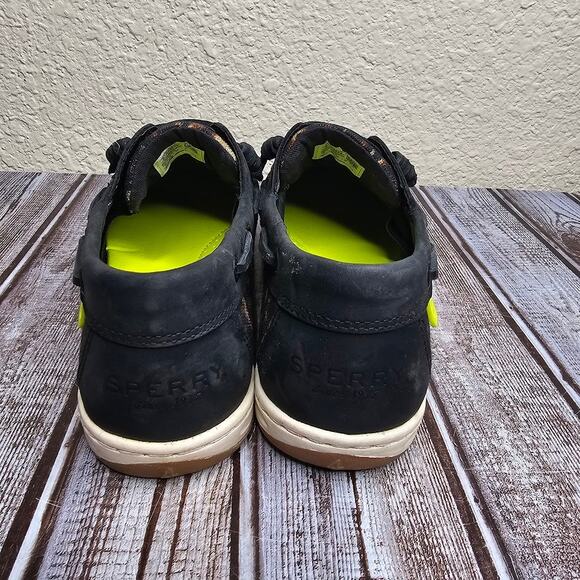 Sperry top siders songfish black and cheetah boat shoes loafers women's size 10 - Picture 3 of 7